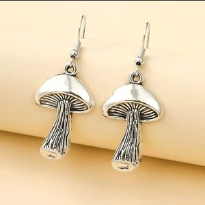 Silver mushroom minimalist earrings cottagecore jewelry